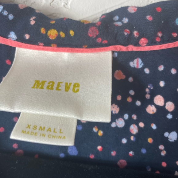 Anthropologie Maeve Paint Splatter Cap Sleeve Button down Top Sz XS - Picture 5 of 5